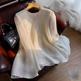 定织金丝菱纹！双层真si仙气袅袅~高端桑蚕丝上衣女2026新款气质