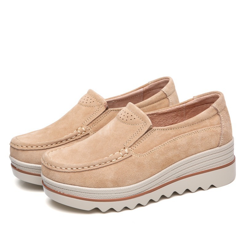 Zapatos de plataforma nuevos de primavera 2018 para mujer, zapatos sin cordones con suela gruesa, zapatos casuales de cuero suave para mamá, zapatos de talla grande