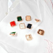 方形镶钻金属四合扣 多色可选大衣外套装饰扣 轻奢上衣衬衫按扣