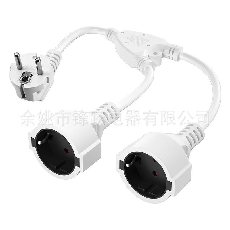 34cm European Standard Protective Contact Extension Conversion Plug Power Cord One to Two Socket Ac Plastic Wire