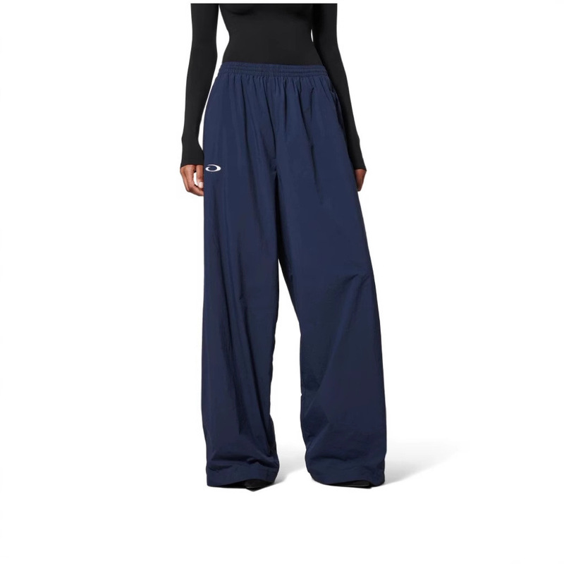 [in Stock] Paris Style New Navy Blue Nylon Cool Mesh Loose Fit Sports Pants