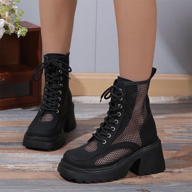Cross-Border Large Size Mesh Martin Boots for Women 2026 Summer New Style Trendy Thin Lace-Up Breathable Short Boots