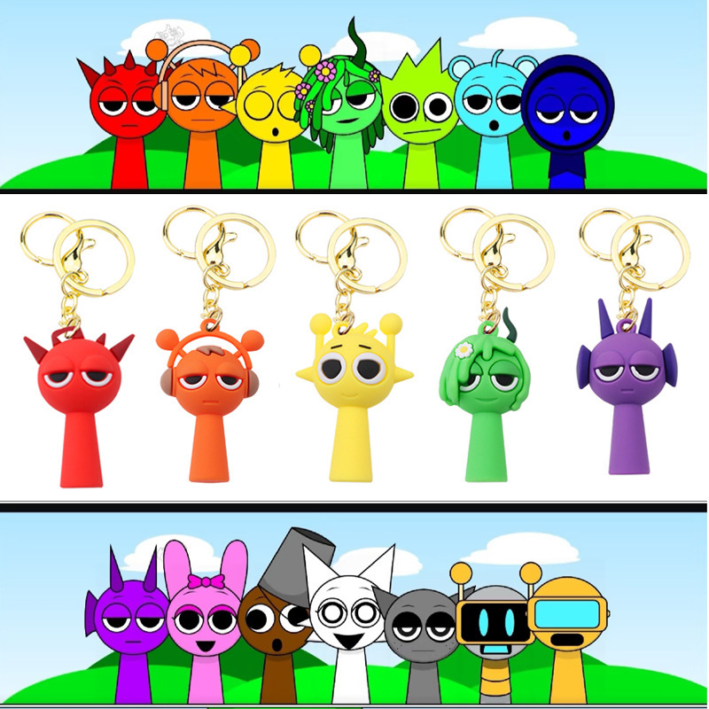 New Cross-Border Rhythm Box Sprunki Keychain Pvc Pendant Music Game Peripheral Bag Charm Gift