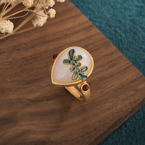 Summer New Product Chinese Style Ancient Costume Hanfu Temperament Girls Matching Hand Jewelry Imitation Hotan Yunan Red Ring Women