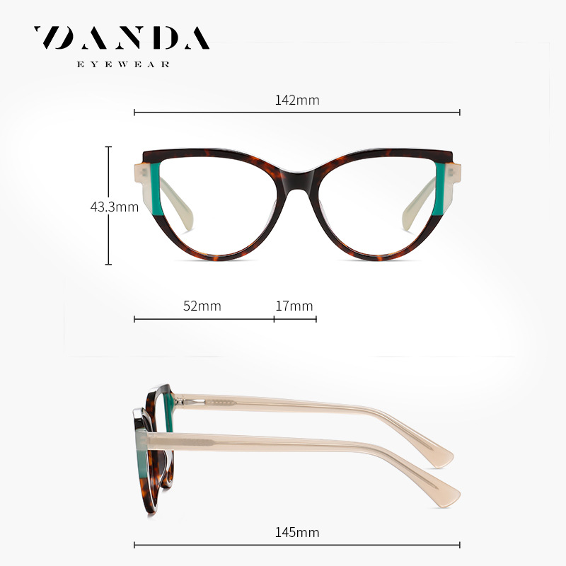 En stock al por mayor gafas PS8829 moda ojo de gato costura de comercio exterior gafas lisas pin primavera pierna gafas marco