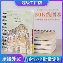 外贸高颜值日系田园可爱铁线圈本子迷你便携小手账侧翻魔术贴批发