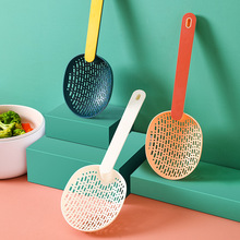 厨房捞面漏勺 塑料耐高温网筛烹饪小工具防烫长柄网漏彩色大漏勺
