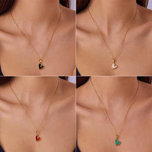 欧美跨境爱心不锈钢项链通勤百搭设计感网红高级冷淡风女式锁骨链