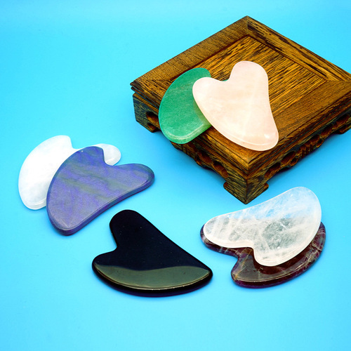 Beauty-type facial massage skin jade heart-shaped crystal massage sheet Dongling facial meridian beauty massage device