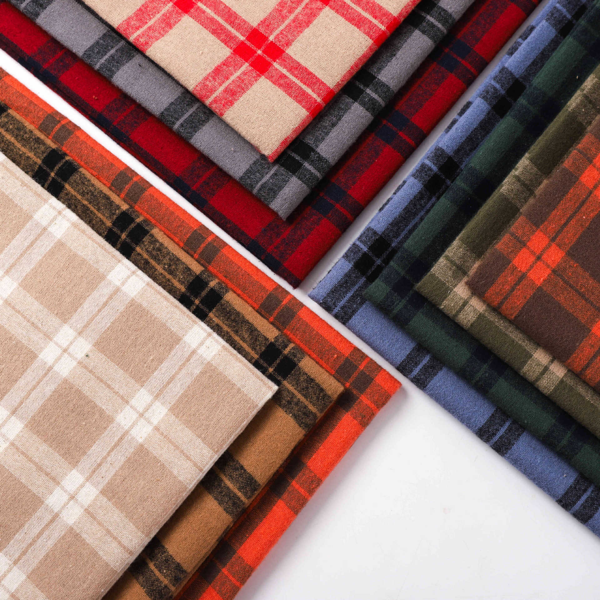 现货格子绒布套格大衣梭织法兰绒色织大双色套色齐全复古风格纹