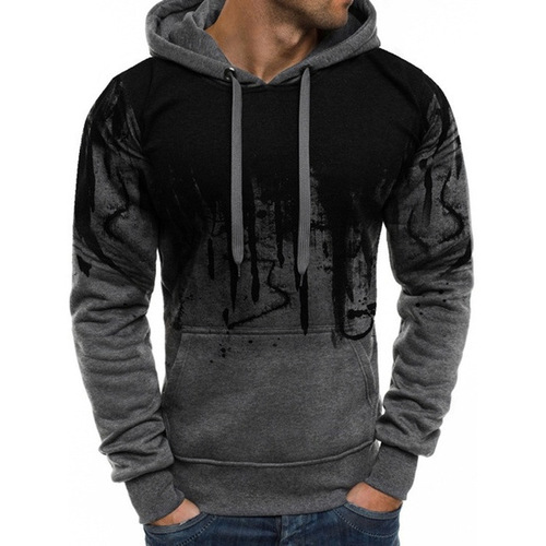 European and American-style men's splash-ink hoodies, blank printed sports pullovers, autumn/winter fleece sweatshirts—direct supply.
