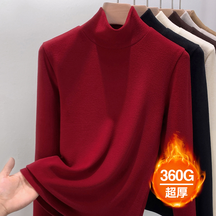 체리레드 터틀넥 [두꺼운 버전 업그레이드, 매우 따뜻한 벨벳]