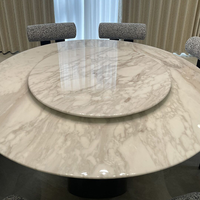Italian Light Luxury Jazz White Natural Marble Round Table Designer Luxury Stone Morgan 1.8m Large Flat Round Table