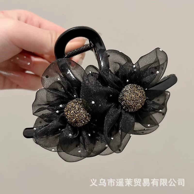 Атмосферная заколка для волос для фотосессий, крабовая заколка, модная hair accessory, с цветами