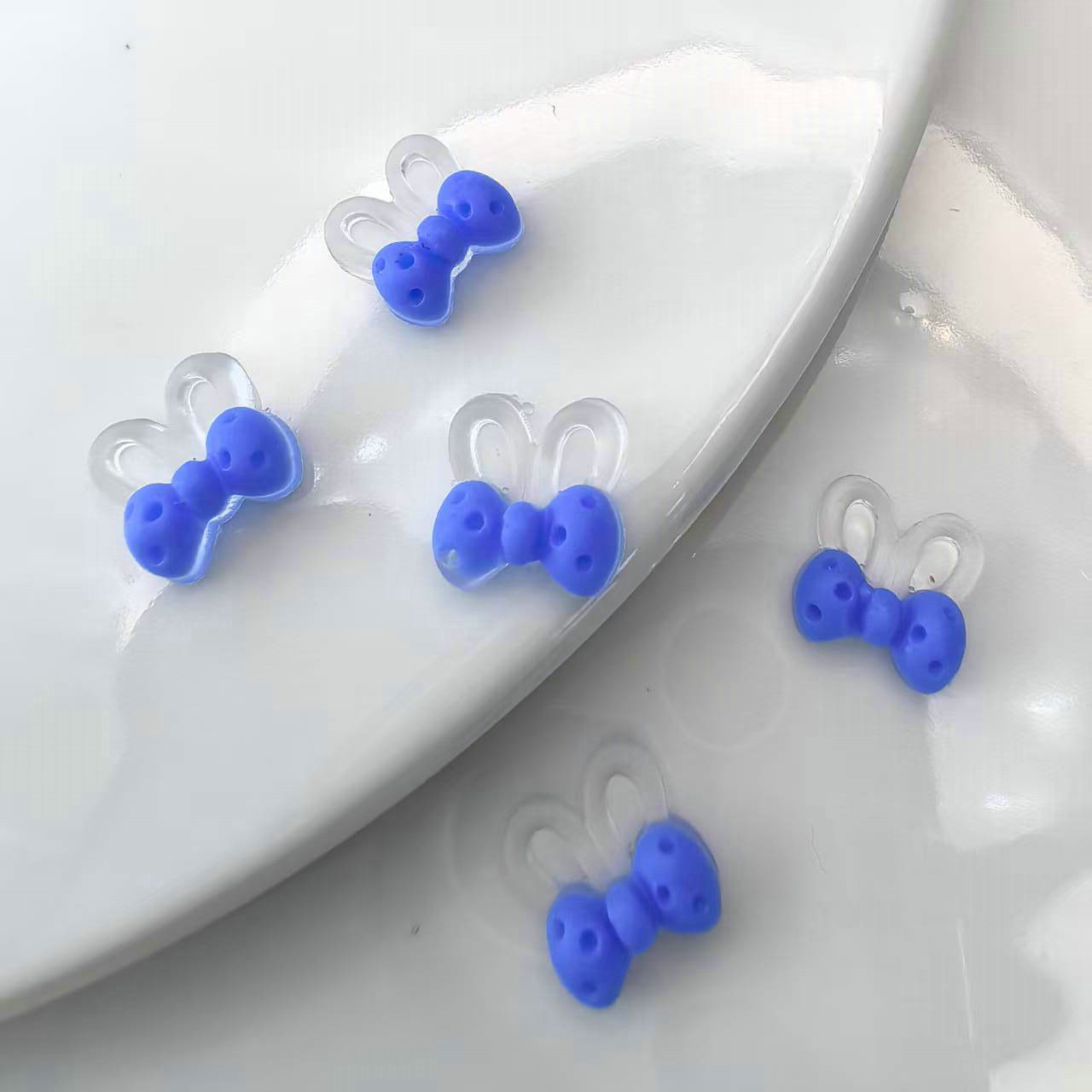 透明夜光光变蝴蝶结兔耳朵美甲饰品批发发夹配饰材料贴片0009