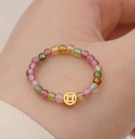 모조 전기석 구리 동전 반지