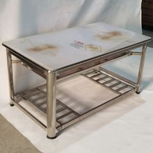 冬季加厚不锈钢烤火桌子长方形钢化玻璃茶几桌家用餐桌烤火架全套