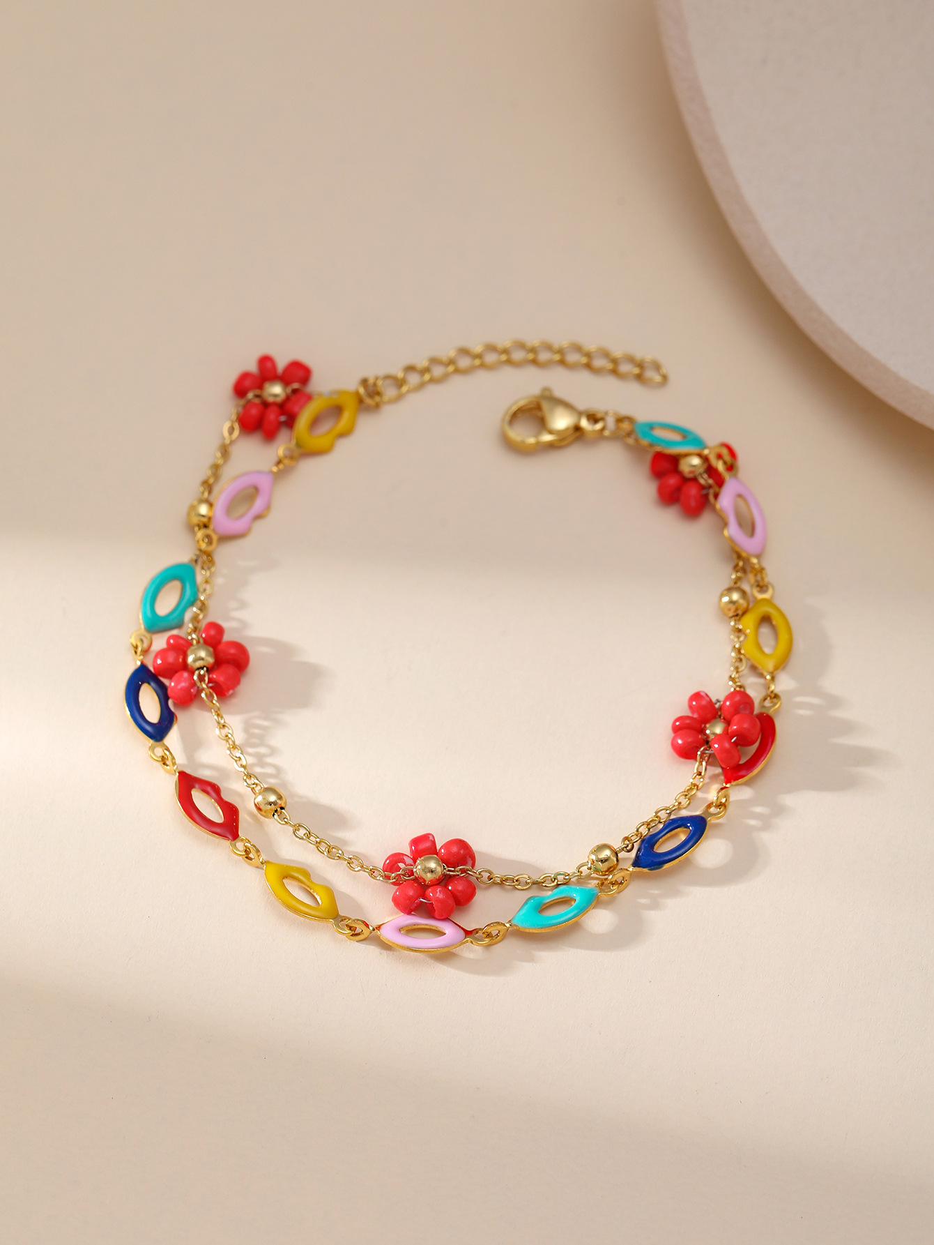 304 Stainless Steel Material Flower Pattern Simple Style Flower 304 Stainless Steel Cable Chain Bracelets In Bulk
