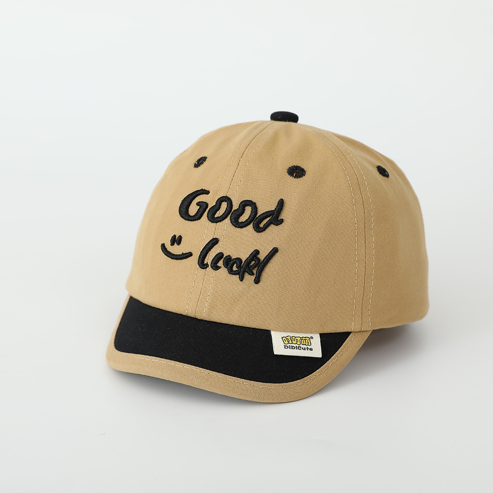 Sombrero de letras bebé buena suerte primavera y otoño corto bordes suaves para niños gorra gorra