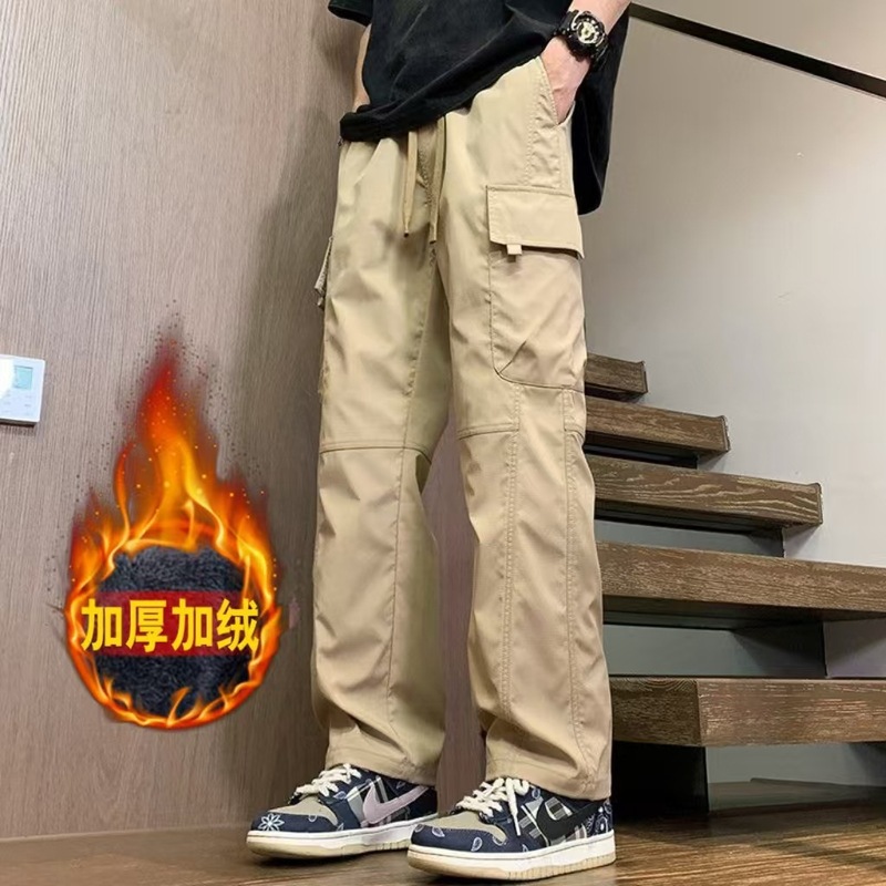 秋冬男士美式加绒工装休闲裤男时尚宽松运动直筒休闲户外冲锋长裤|undefined