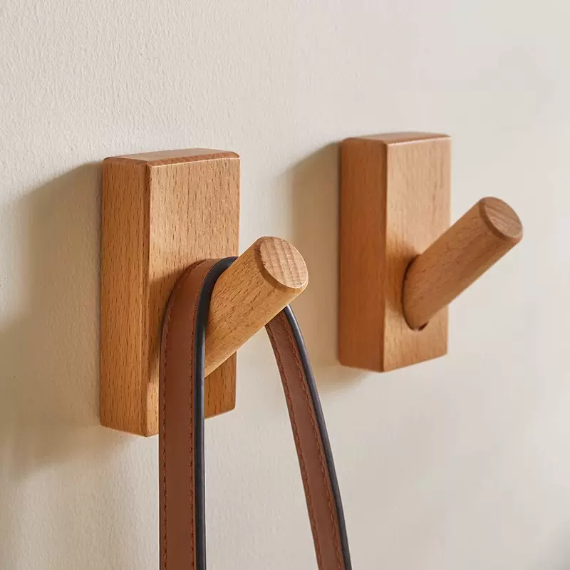 新款墙上实木挂钩免钉创意衣帽钩壁挂衣帽架美式立体衣服挂架耐用