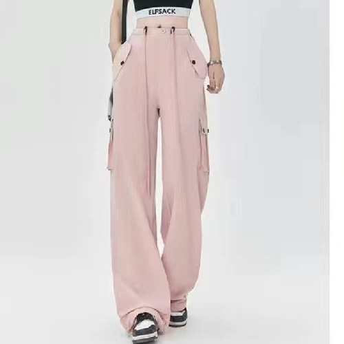 Avocado Green Work Pants for Women - Summer American Hip-Hop Dancing Pants - High-Waisted Wide Leg Casual Quick-Dry Sport Pants