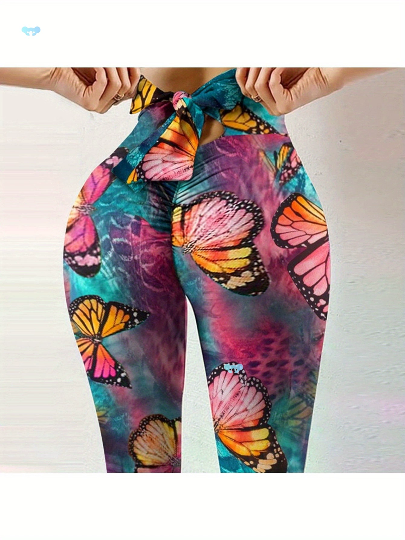 Леггинсы для йоги с леопардовым принтом и высокой талией с бантом –