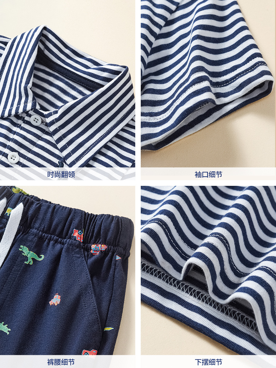 Marca europea y americana 2025 verano nueva ropa infantil conjunto de dos piezas niños camiseta de manga corta pantalones cortos traje fábrica al por mayor