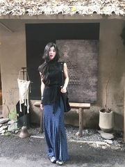 法式气质设计感开叉波点半身裙女夏季新款设计感绝美休闲直筒长裙