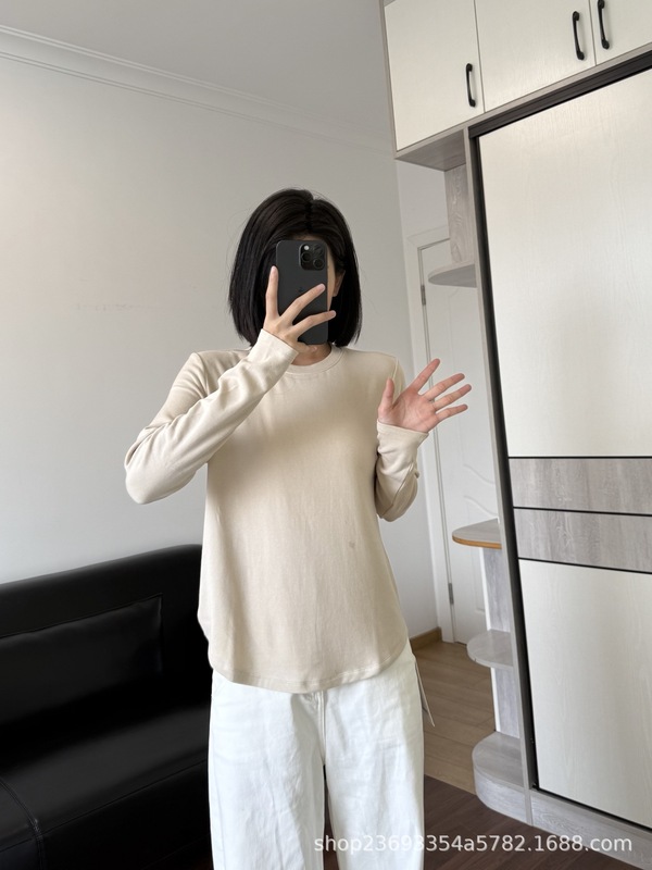 露露lulu love系列圆领基础款长袖百搭打底衫莫代尔软糯弹力棉T恤|undefined