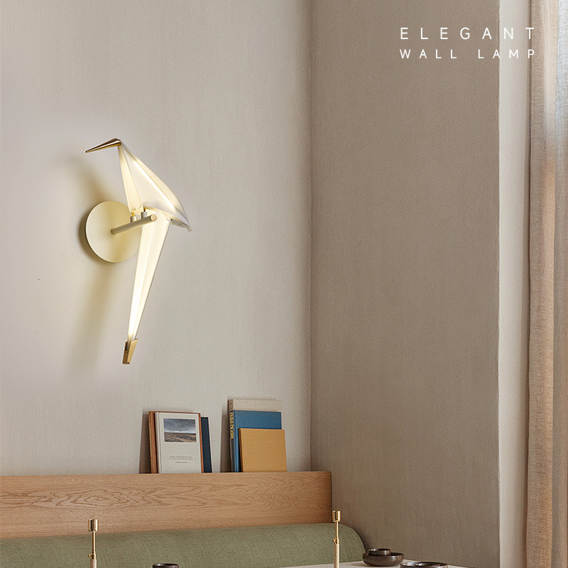 千纸鹤壁灯简创意艺术北欧客厅餐厅楼梯卧室床头灯约现代小鸟壁灯