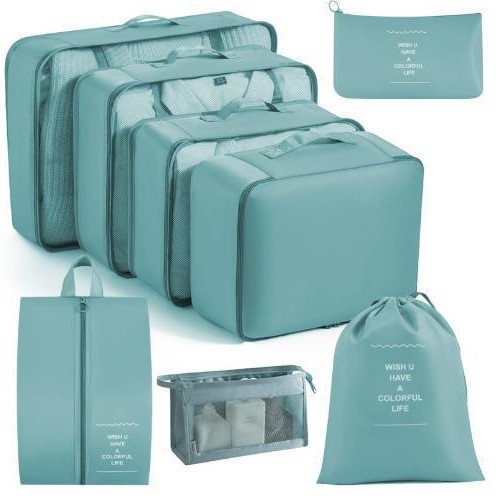 Set de bolsas de viaje de sarga, organizadores de ropa 6–8 piezas para maleta.