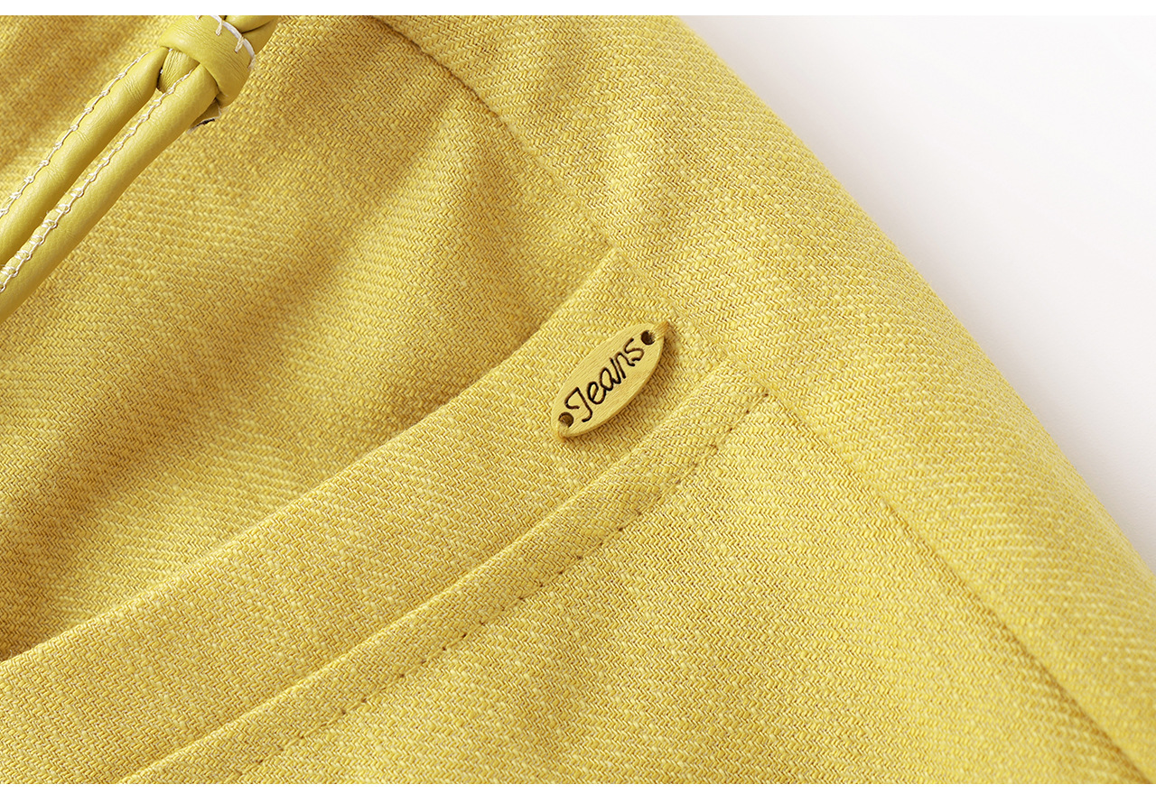 Quần culottes nữ ống rộng chất liệu cotton pha linen mát lạnh — Xanh lông mòng đen chi tiết 35