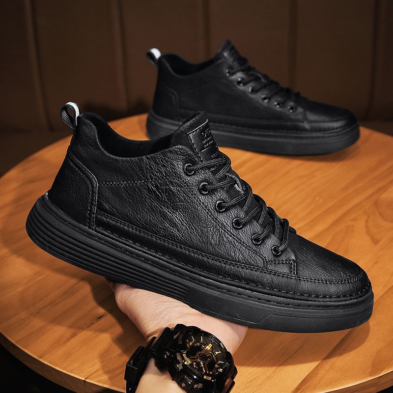 Demi-season casual black shoes English style