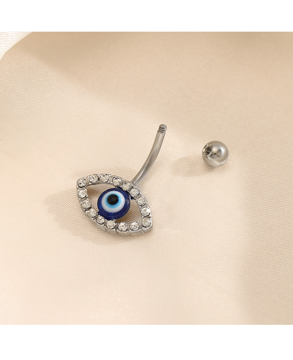 Simple Style Devil's Eye Stainless Steel Inlay Zircon Belly Ring display picture 1