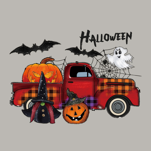 Bestselling Ghost Festival Children's Apparel Heat Transfer Halloween Car Bat Kids Clothing Handmade DIY Heat Transfer