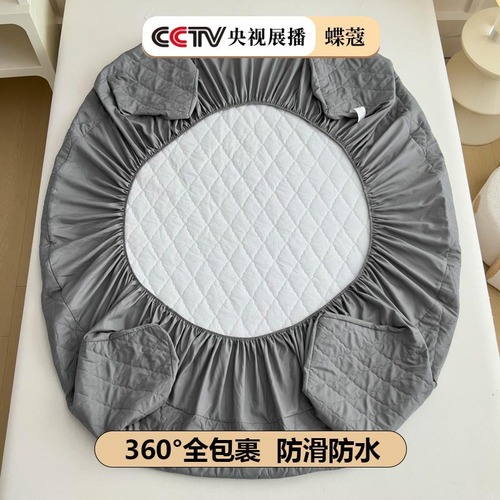 Foreign trade waterproof bed skirt cross-border sandwich cotton anti-leak anti-slip full cover Simmons mattress protector sheet set wholesale single piece
