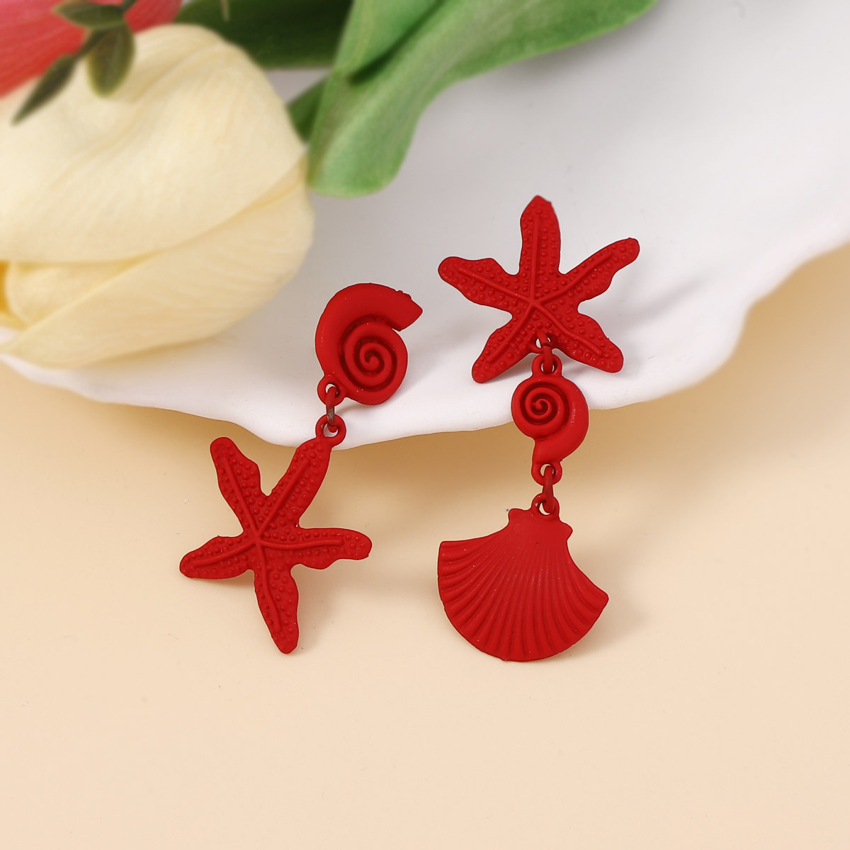 1 Pair Casual Vacation Starfish Shell Zinc Alloy Drop Earrings display picture 6