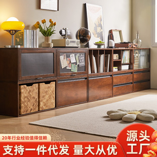 Solid Wood Bookcase Floor Bookshelf Storage Low Cabinet Combination TV Cabinet Side Table Simple Storage Cabinet Storage Pad Cabinet