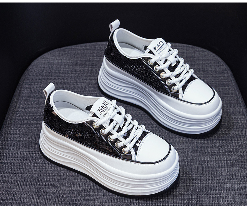 Giày sneaker nữ đế dày tăng chiều cao ẩn sequin hè 2026 — M2855 màu hồng, M2855 Màu đen, M2855 màu be chi tiết 14