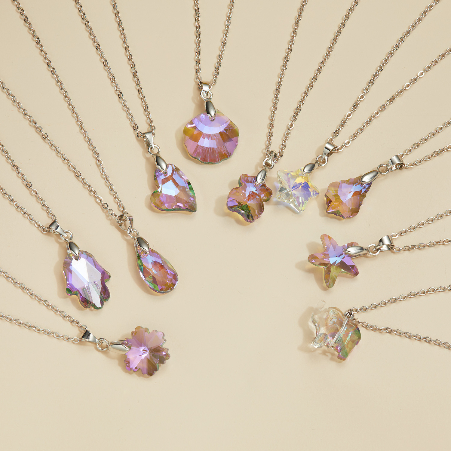 Fashion Starfish Heart Shape Alloy Plating Artificial Crystal Womenu0027S Pendant Necklace 1 Piece