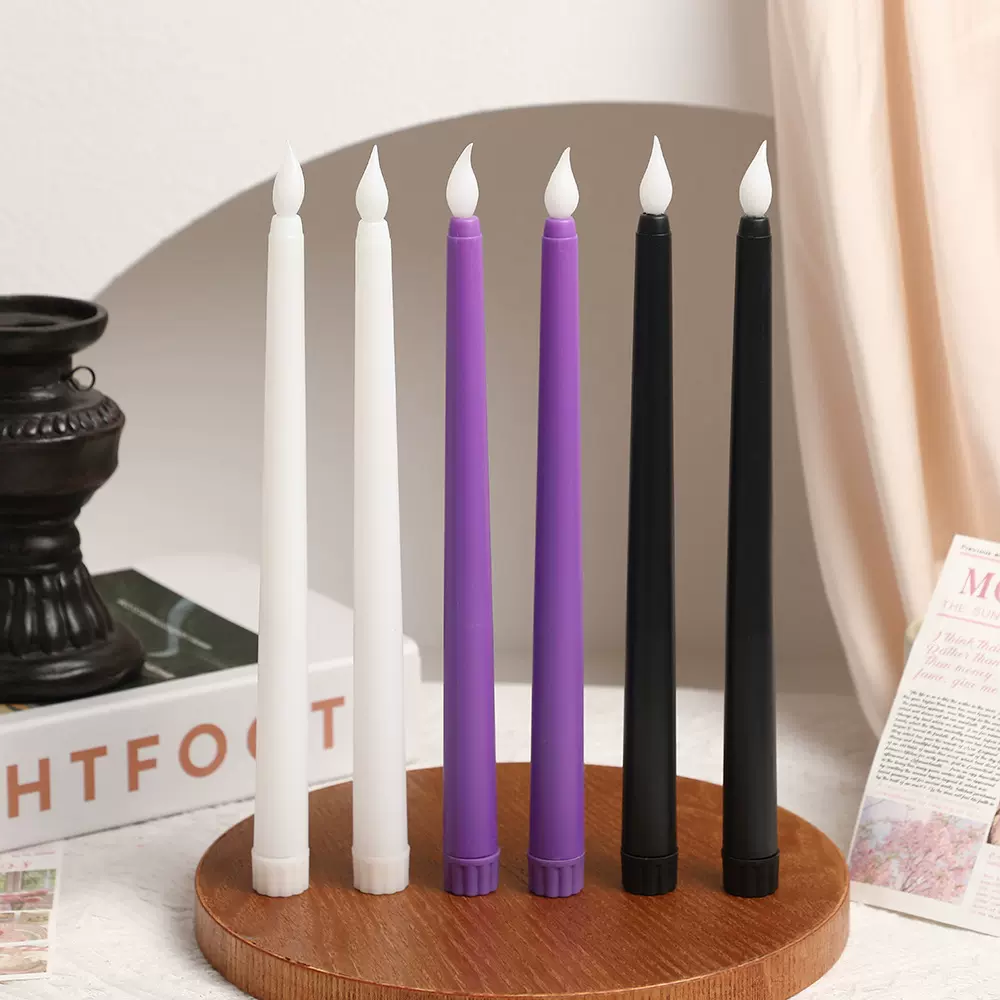 复古塑料蜡烛灯拍照道具氛围感长杆蜡烛灯子弹头仿真电子蜡烛灯