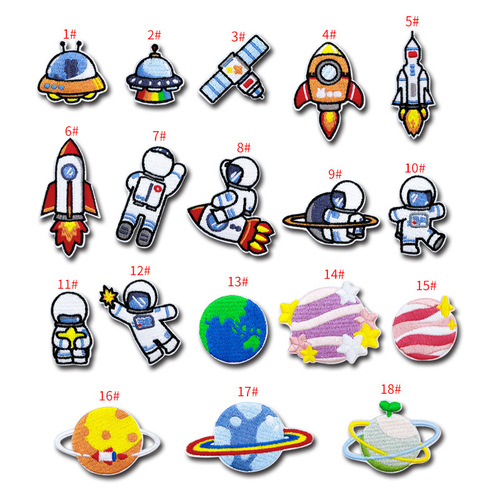 Computer embroidered planet cartoon astronaut embroidered cloth stickers self-adhesive DIY bag decoration clothes patch stickers wholesale
