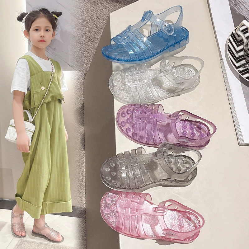 Новая модель милая детская садовая обувь летняя открытая сандалия ПВХ сплошной цвет принцесса птица гнездо обувь противоскользящие тапочки