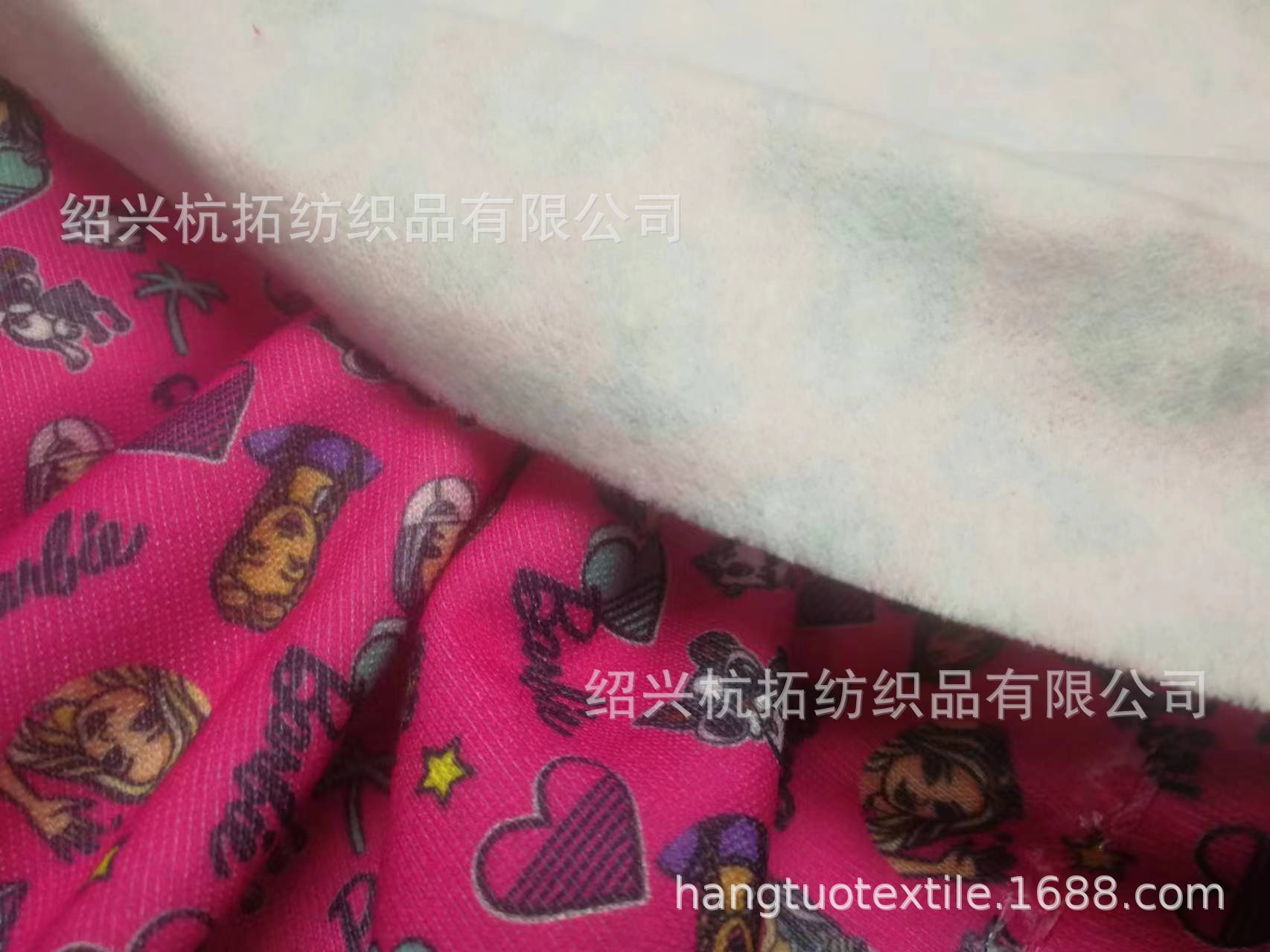 针织200g全涤印花单面绒    全涤数码印花拉毛布