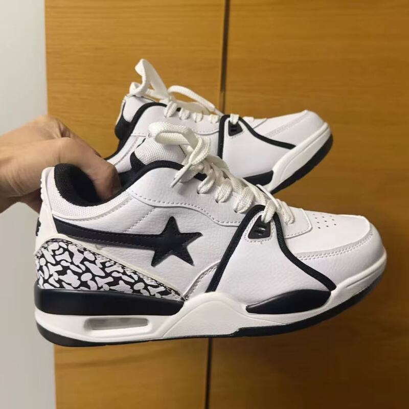 2025 New Women's Sneakers Black and White Color-Blocking Star Trendy Shoes Breathable Thick-Soled Height-Increasing Sports Casual Shoes 2025 New Women's Sneakers Black and White Color-Blocking Star Trendy Shoes Breathable Thick-Soled Height-Increasing Sports Casual Shoes
