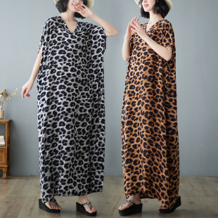 Real shot in stock retro women's elegant large robe European and American style loose plus size Super Western style bohemian dress