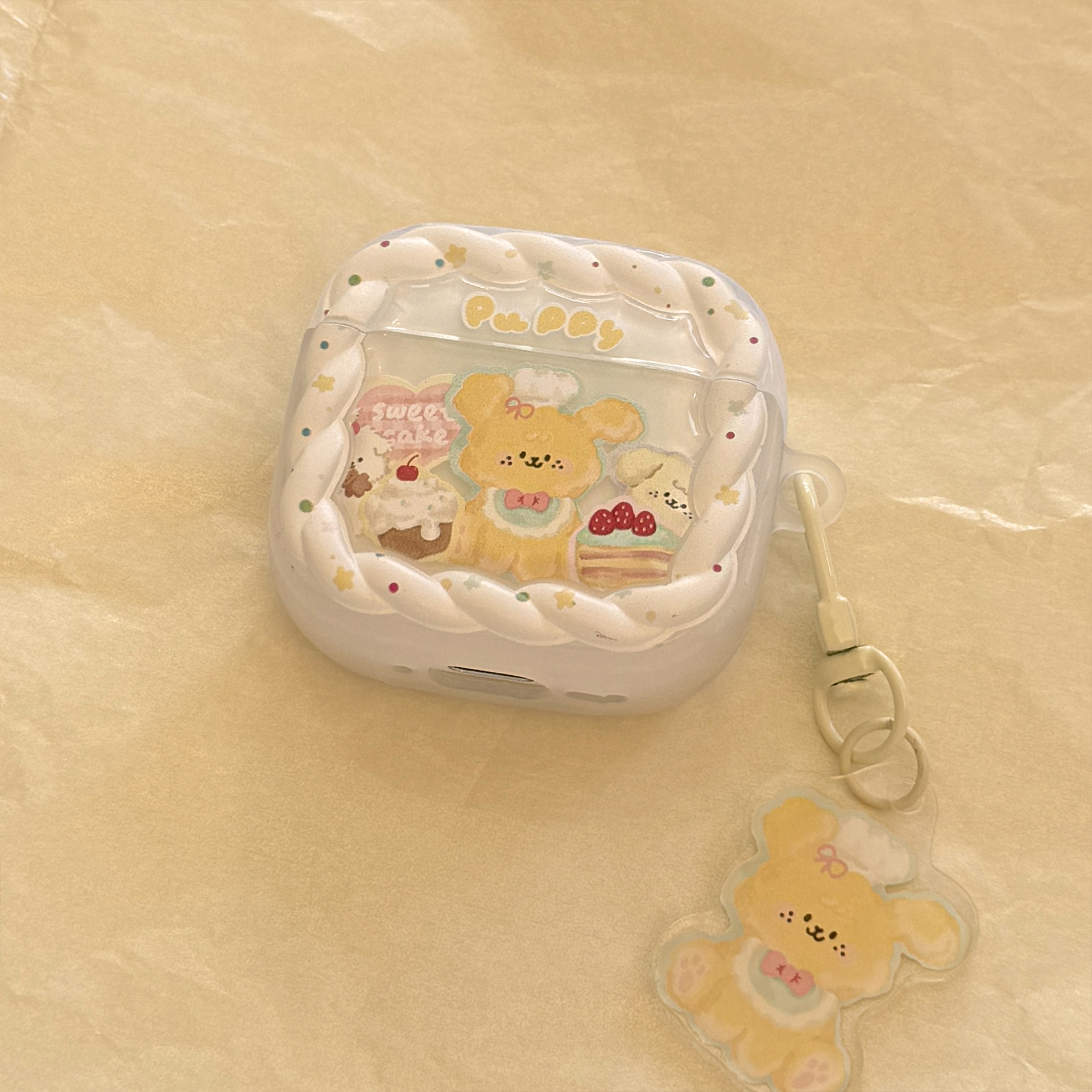 Postre perrito con colgante para Apple Airpods Pro2 cubierta 1 / 2 cubierta de auriculares bluetooth 3 generación esmerilado 4