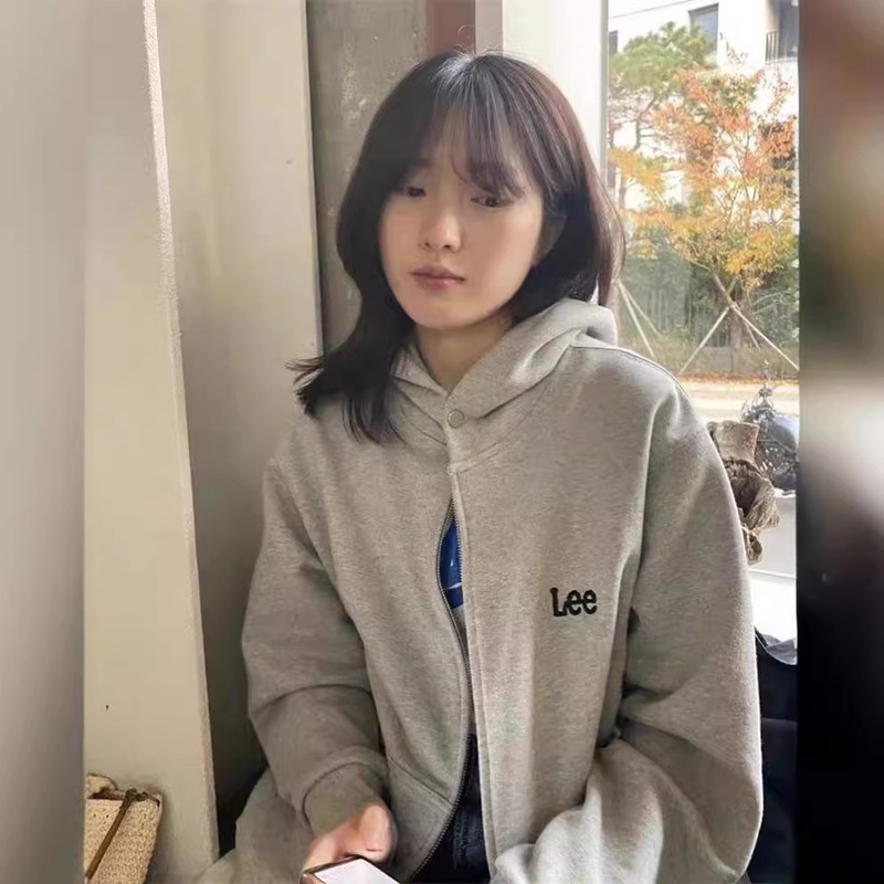 Spot Korean Lee Men's and Women's Same Style Pure Cotton Loose Hooded Fashion Versatile Trendy Couple Wear Sweatshirt Jacket Spot Korean Lee Men's and Women's Same Style Pure Cotton Loose Hooded Fashion Versatile Trendy Couple Wear Sweatshirt Jacket