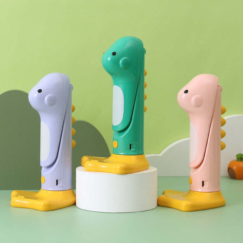 跨境小恐龍充電學生閱讀燈 LED台式可充電小夜燈手機支架便攜夜燈